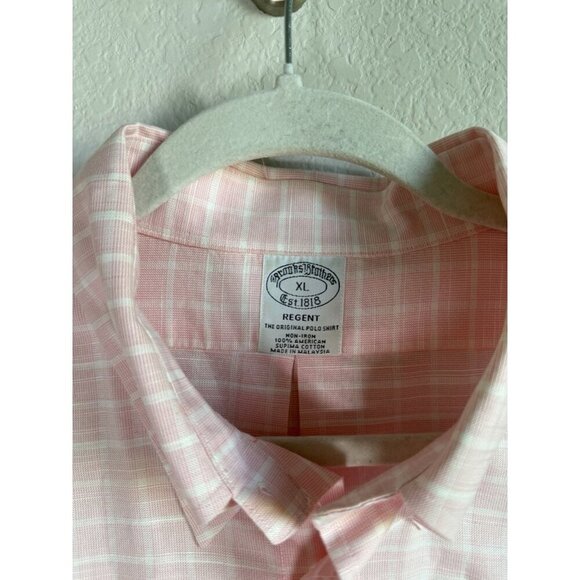 Brooks Brothers Mens Regent Pink Button Long Sleeve Shirt Non Iron Polo Shirt XL - Picture 14 of 16